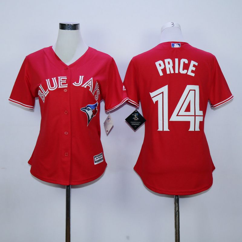 Women Toronto Blue Jays #14 Price Red MLB Jerseys->women mlb jersey->Women Jersey